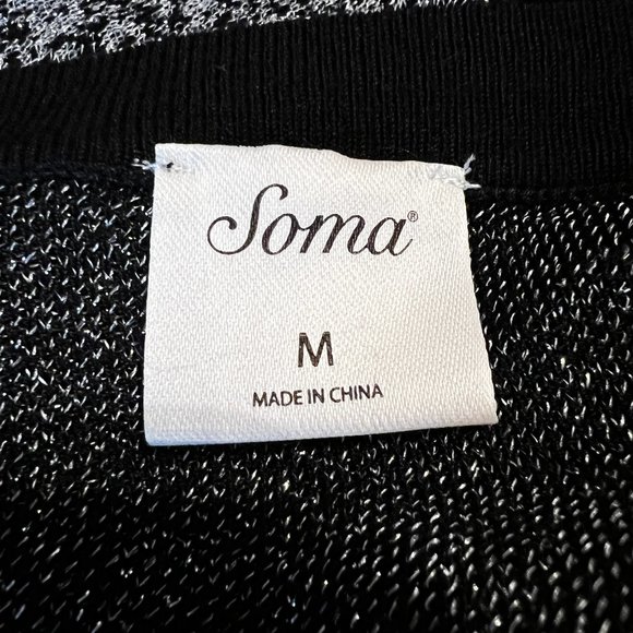 NWOT SOMA Lurex Duster Black & Silver Metallic Long Loungewear Cardigan … - Picture 7 of 16